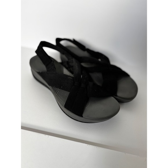 Clarks Black Slingback Sandals Comfort Cushioned Straps Size 9 - Picture 1 of 10